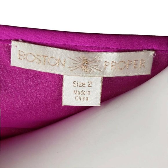 Boston Proper Top Womens Size 2 Pink Black & White Striped Short Sleeve - Picture 5 of 7